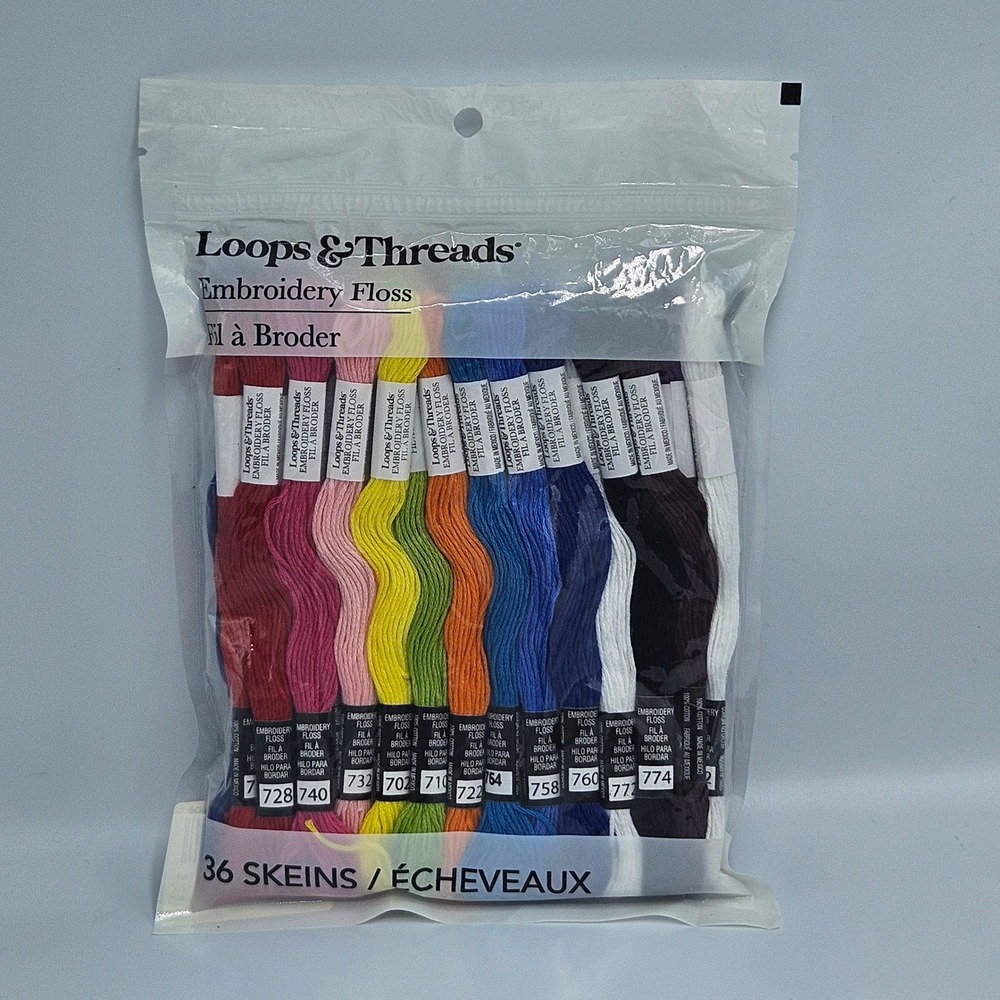 Loops & Threads Embroidery Floss 36 Skeins 100% Cotton Multicolor Pack NEW‎